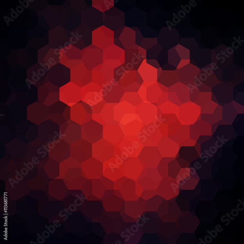 abstract background consisting of red, black hexagons
