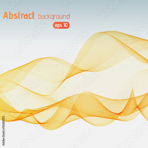 Smooth light lines background. Yellow colors. 