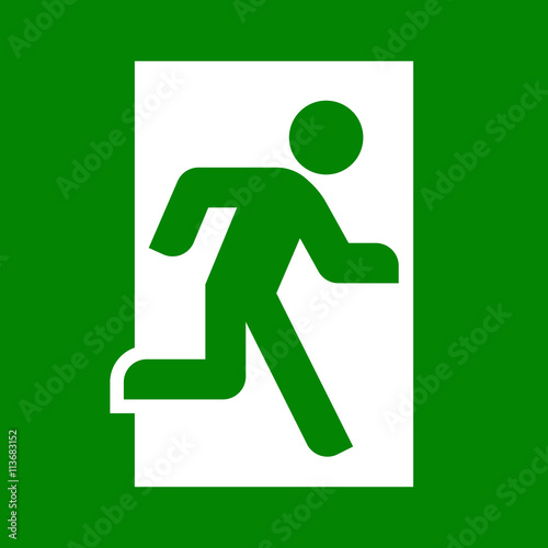 Emergency exit sign. Vector flat illustration