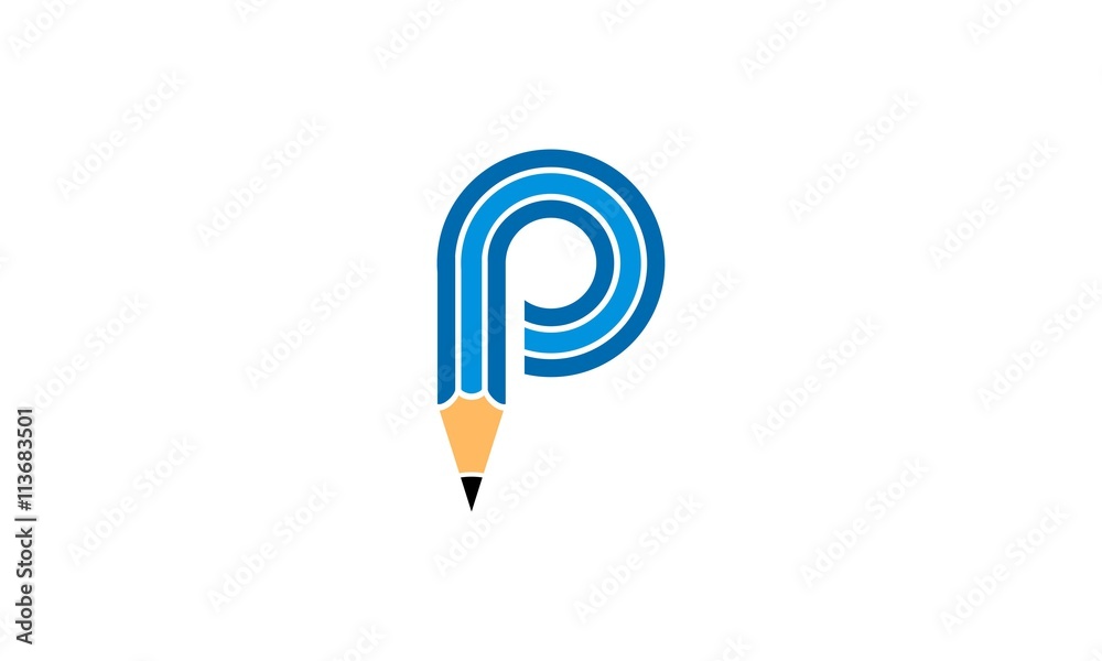 P letter pencil logo P letter pencil logo