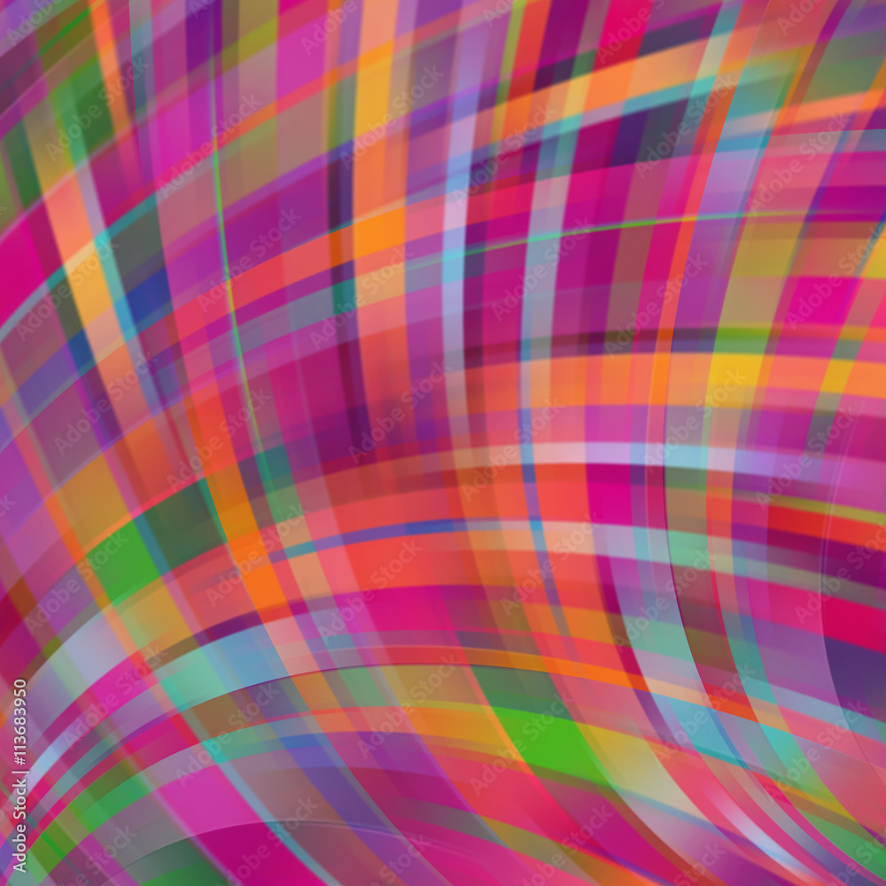 Colorful smooth light lines background. Pink, purple, green, orange colors