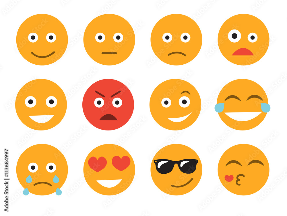 Emoticon vector illustration. Set emoticon face on a white background. Different emotions collection
