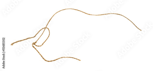 Knotted string on a white background