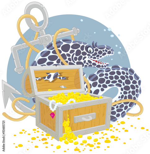 Moray and a treasure chest