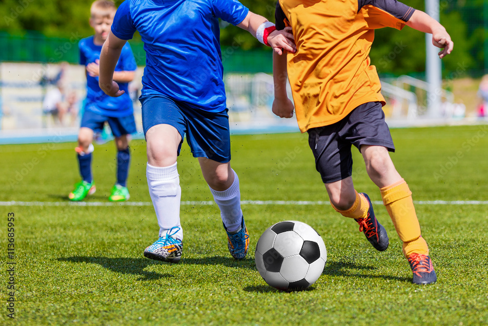 Children Playing Soccer Football Match