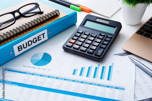 Financial and budget planning with chart report photo