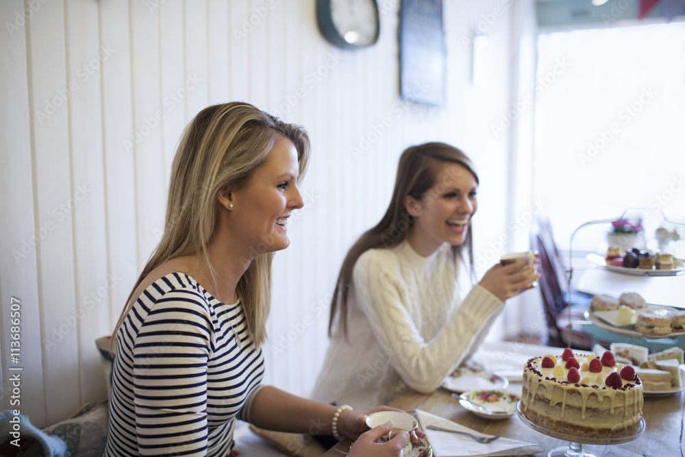 Group Of Young Female Friends Meeting In Tea Shop Group Of Young Female Friends Meeting In Tea Shop
