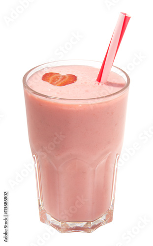 strawberry smoothie isolated on white background