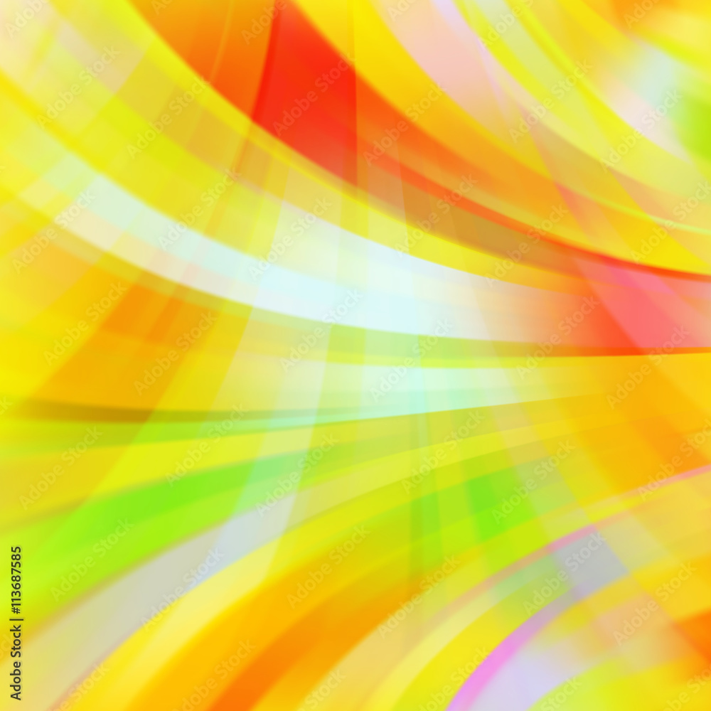 Colorful smooth light lines background. Yellow, orange, green colors