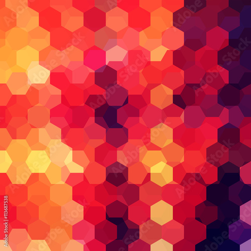 abstract background with red, orange, brown hexagons, vector