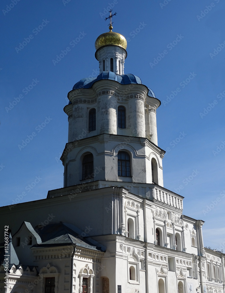 Old Christian chapel over blue sky 