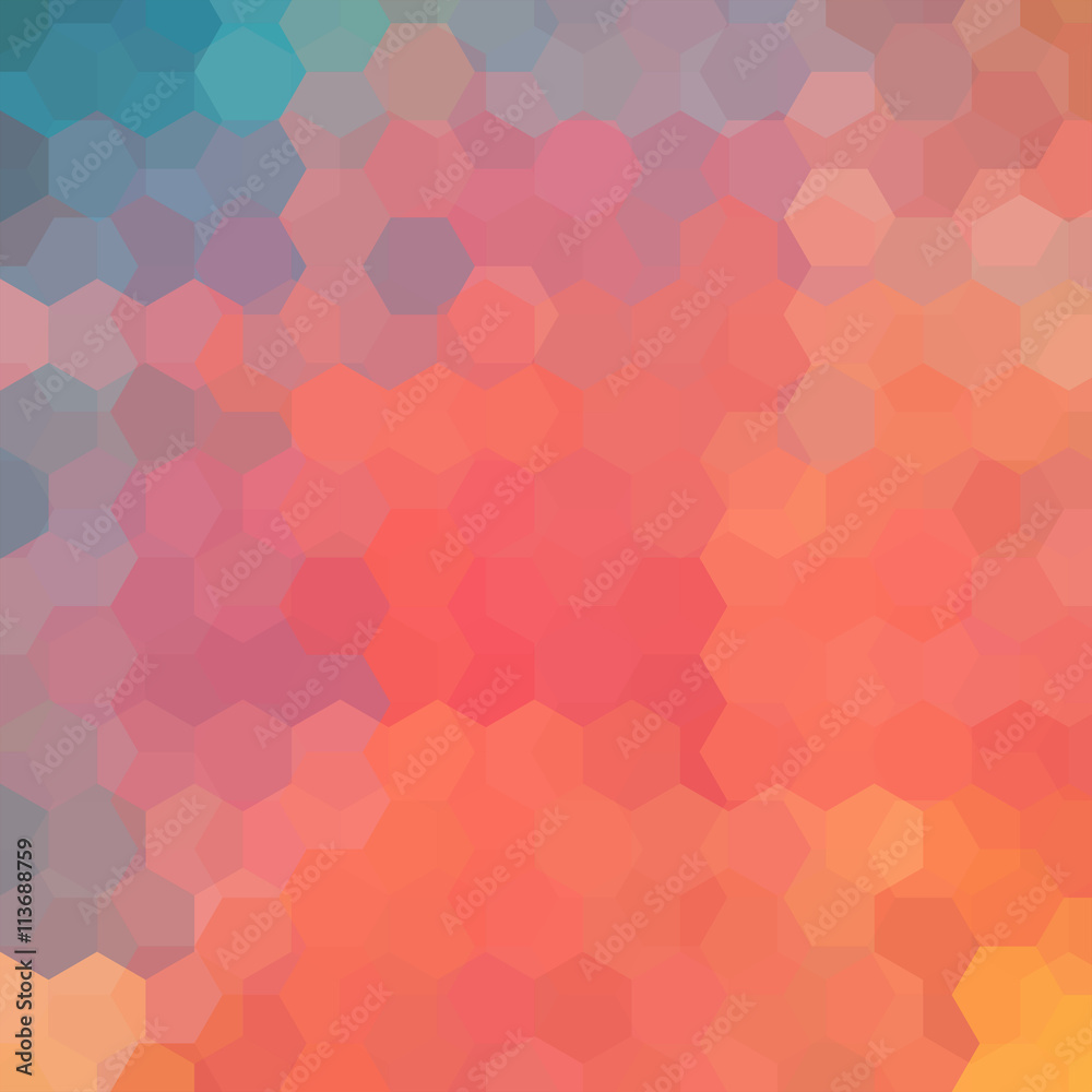 abstract background consisting of orange, blue, yellow hexagons abstract background consisting of orange, blue, yellow hexagons