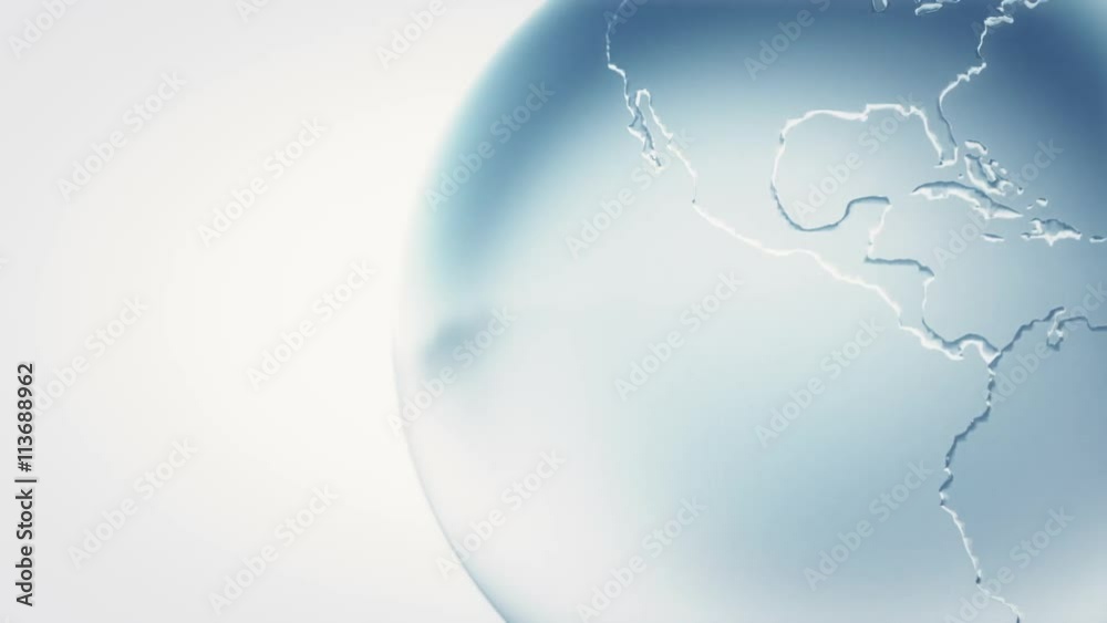 Globe Earth. Rotation of glossy planet, 3D animation. Seamless loop