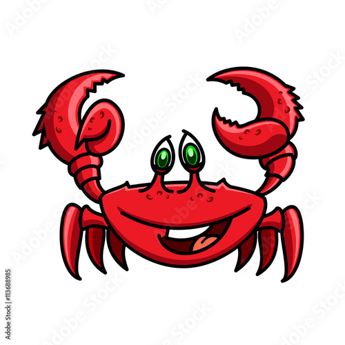 Smiling cartoon ocean red crab character