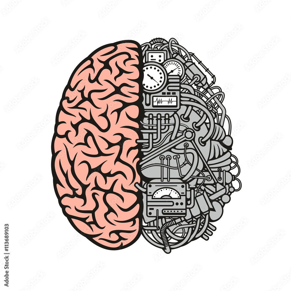 Brain machinery icon for business, science design Brain machinery icon for business, science design