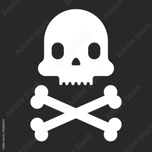 Cartoon skull icon. Halloween design element. Pirate flag. Vector flat illustration.
