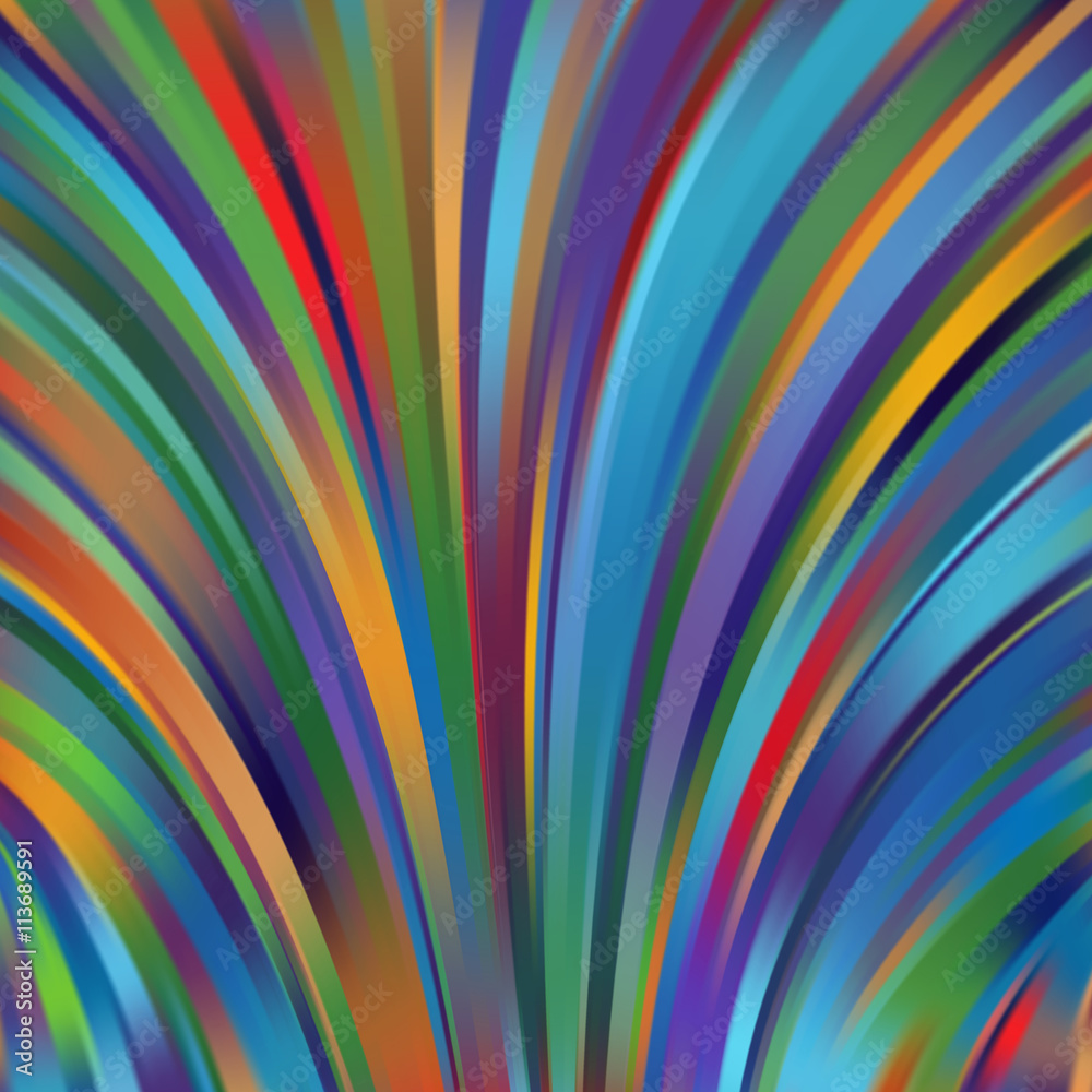 Colorful smooth light lines background. Blue, orange, red colors