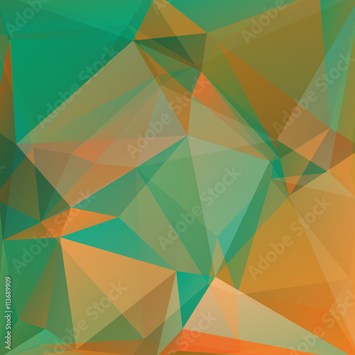 abstract background consisting of green  orange triangles