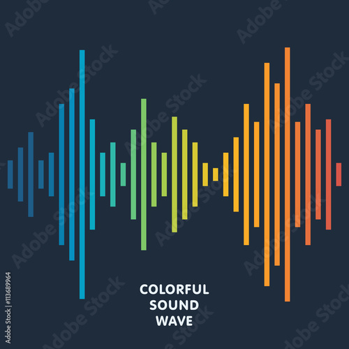 Colorful sound wave background. Equalizer, swing and music. Vector illustration