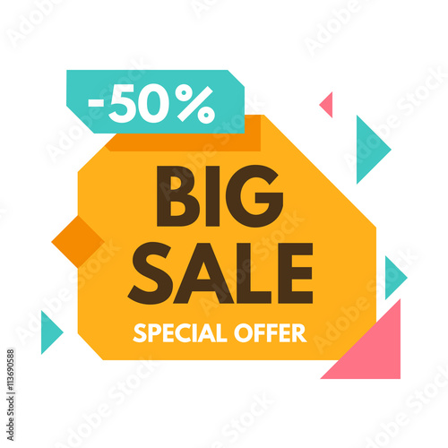 Big 50% off sale banner. Vector illustration.