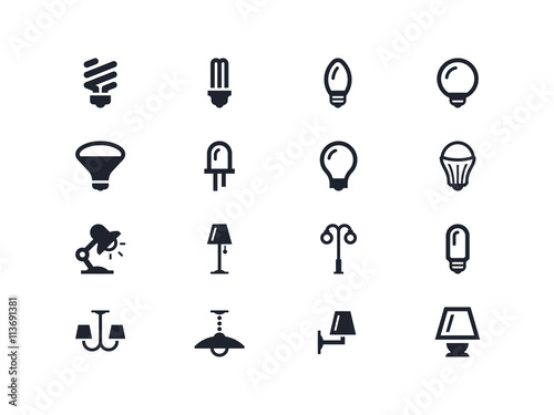 Lightning and light bulbs icons. Lyra series