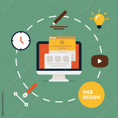 Abstract flat vector illustration of web design and development concepts. Elements for mobile and web applications.