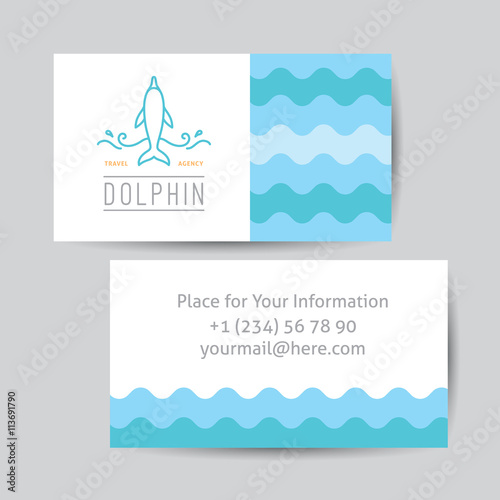 logo of dolphin and waves