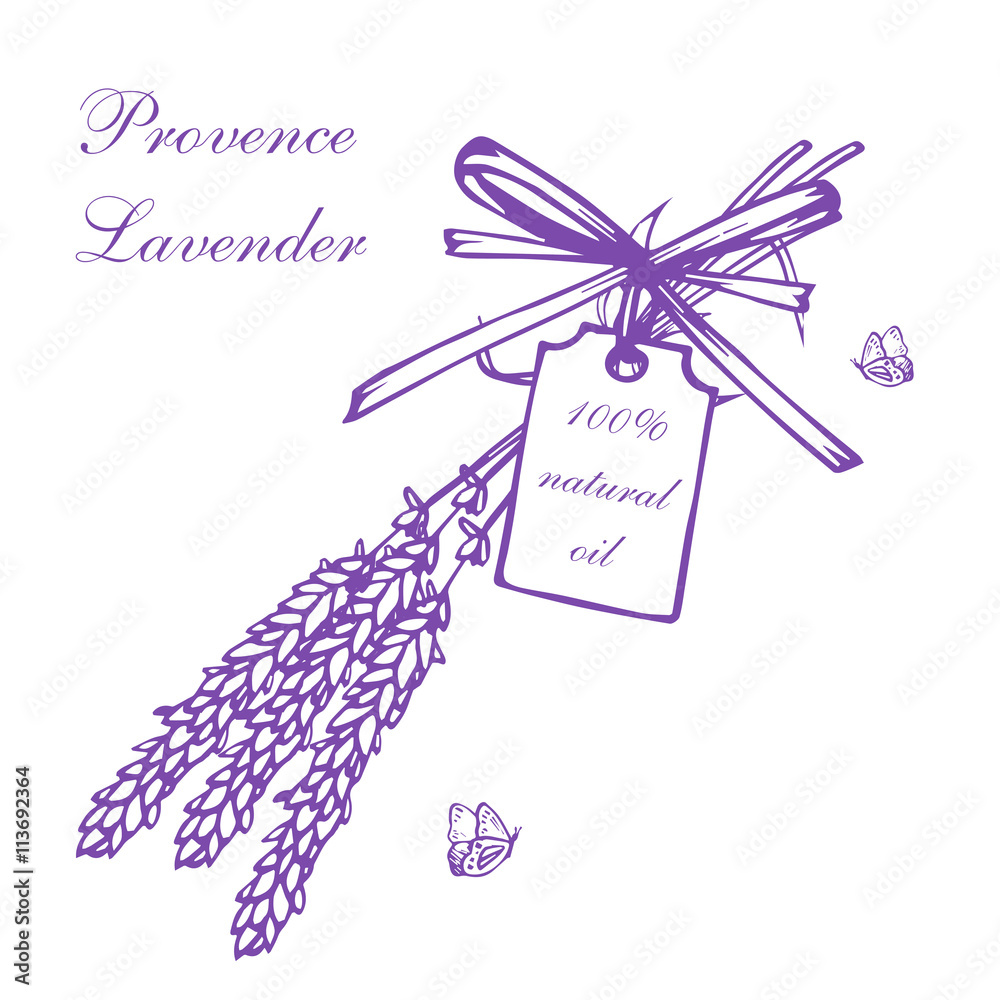 Fototapeta premium Lavender bouquets and label
