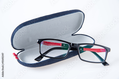 Obraz na plátně black glasses and glasses case
