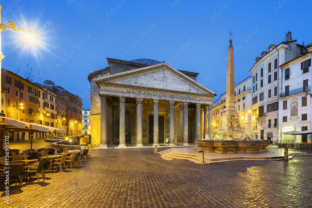 Pantheon by night, Rome, Italy