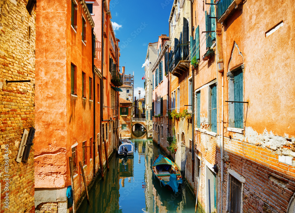 Beautiful view of the Rio Terra Secondo Canal in Venice, Italy