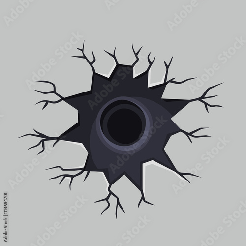 Bullet Hole in Metal. Vector
