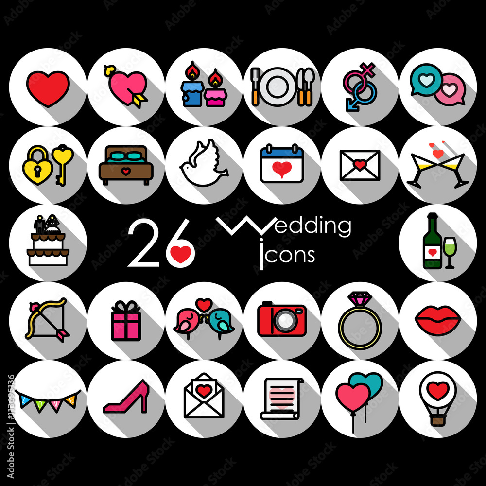 26 wedding icon set. Vector illustration 26 wedding icon set. Vector illustration
