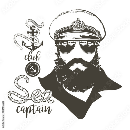 captain beard, cap, sunglasses