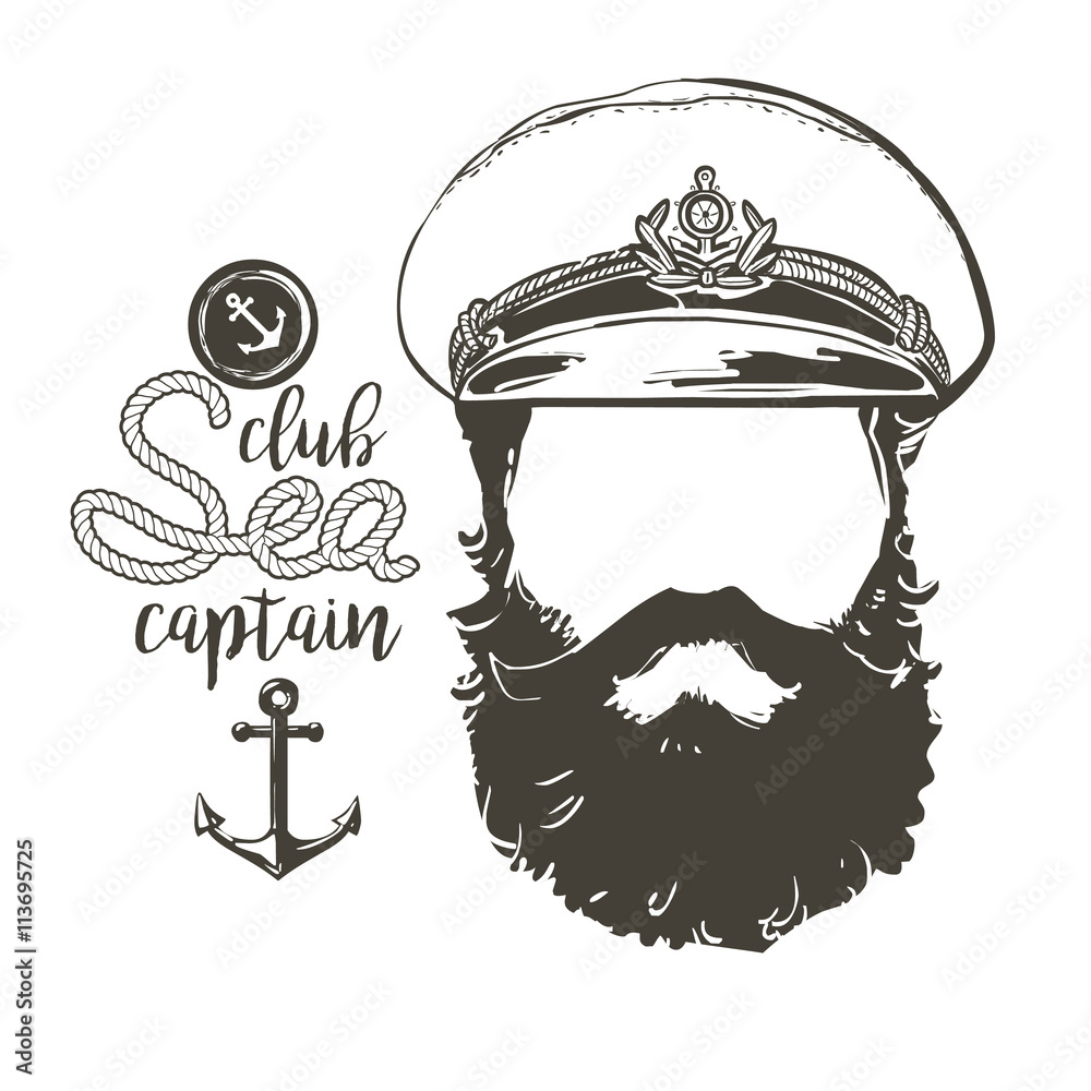 captain beard, cap, sunglasses