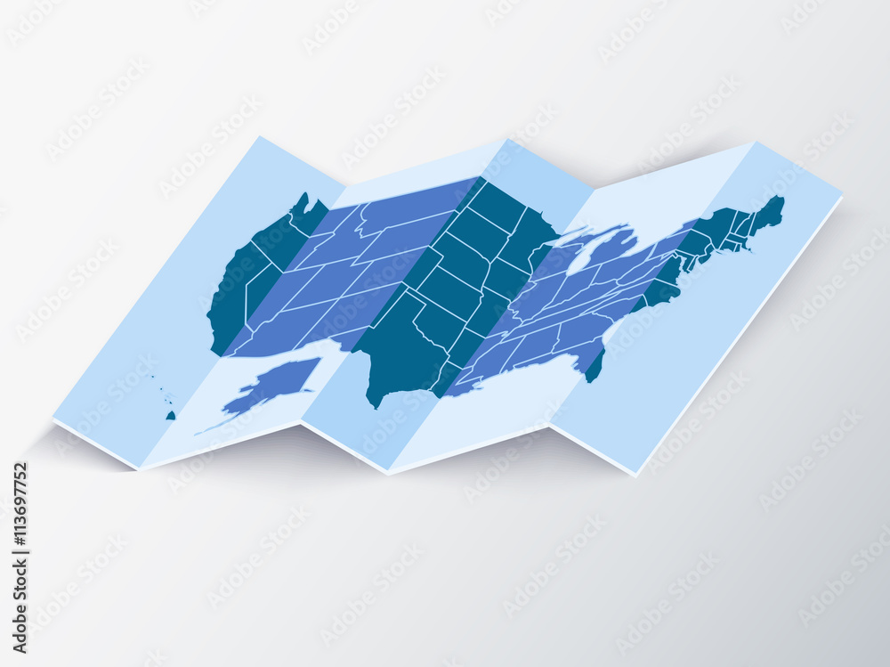 USA paper folded map.