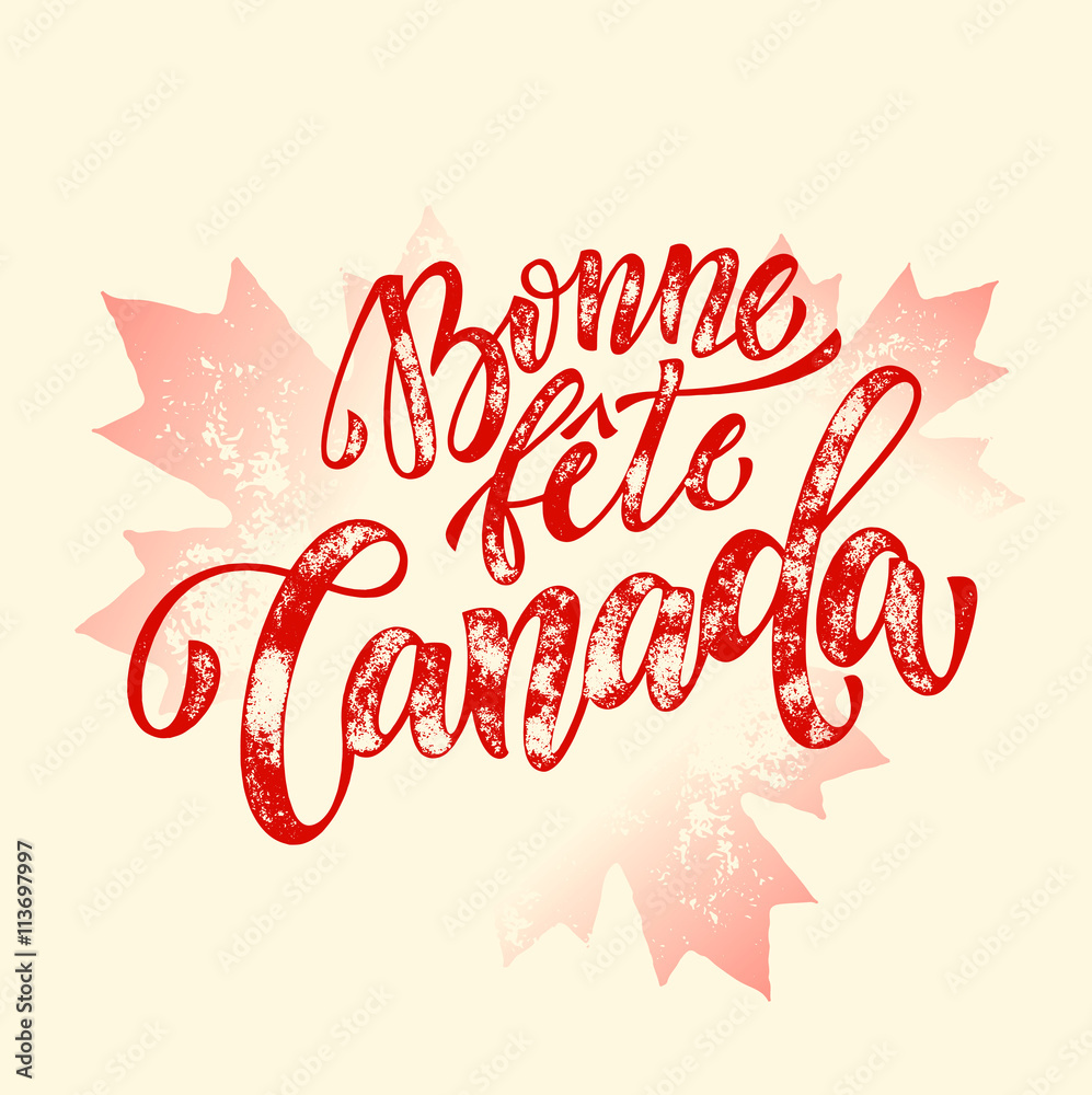 Bonne Fete Canada card with maple leaf print pattern poster Bonne Fete Canada card with maple leaf print pattern poster