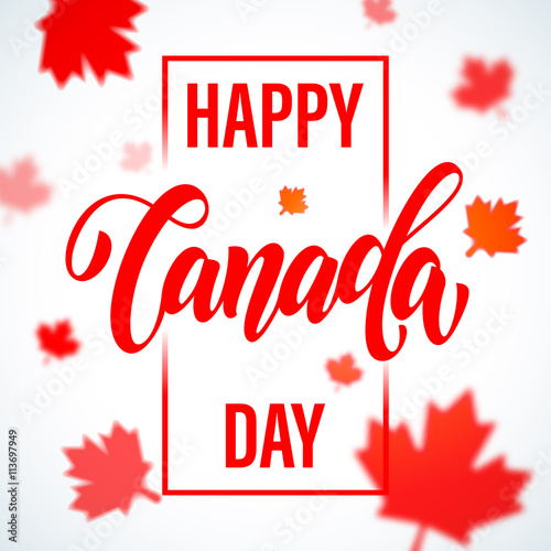 Happy Canada Day calligraphy greeting card.
