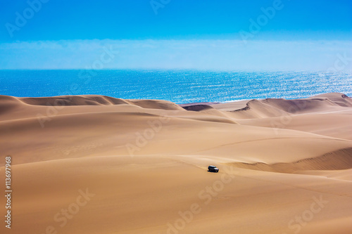 Fototapeta Naklejka Na Ścianę i Meble -  Huge sand dunes moving on the Atlantic coast