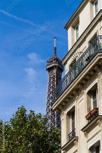Wallpaper Mural Old residential building front, with Eiffel tower in background, Torontodigital.ca