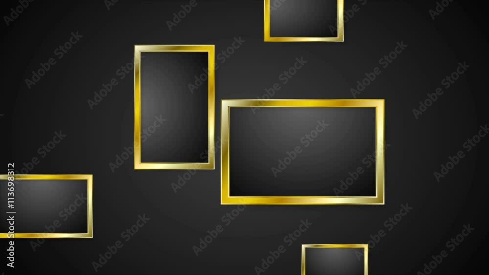 Blank golden frames abstract motion background. Video animation Ultra HD 4K 3840x2160