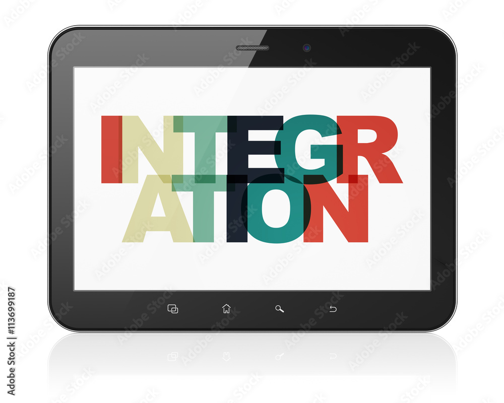 Business concept: Tablet Computer with Integration on display Business concept: Tablet Computer with Integration on display