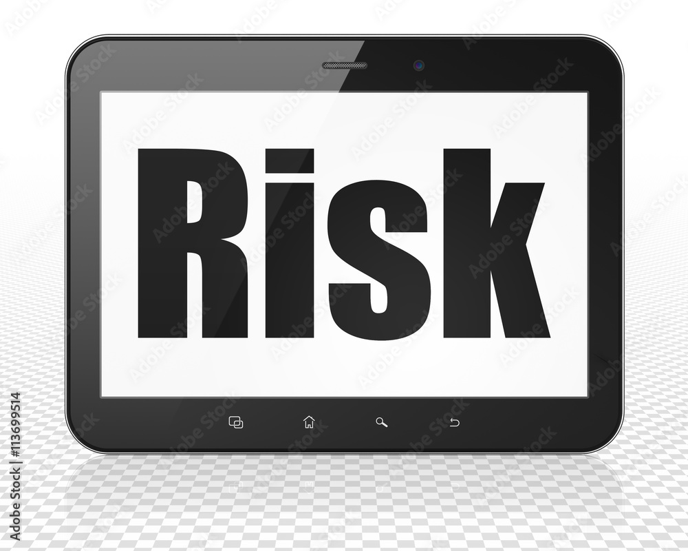 Finance concept: Tablet Pc Computer with Risk on display Finance concept: Tablet Pc Computer with Risk on display