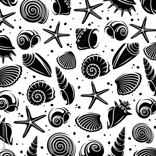 Seashells background. Vector