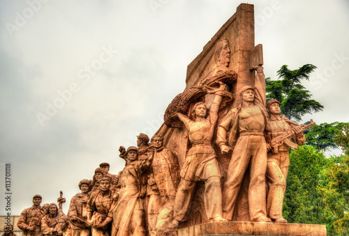 Revolutionary statues at the Mausoleum of Mao Zedong in Beijing