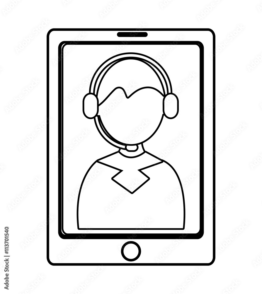 electronic device with avatar man on the screen over isolated background, commerce concept , vector illustration electronic device with avatar man on the screen over isolated background, commerce concept , vector illustration