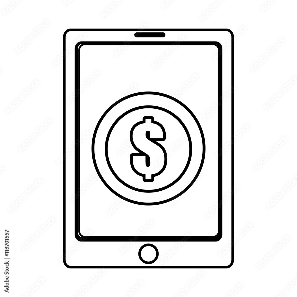electronic device with coin icon on the screen over isolated background, commerce concept , vector illustration electronic device with coin icon on the screen over isolated background, commerce concept , vector illustration