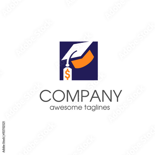  Student loan financial logo concept, graduate hat logo