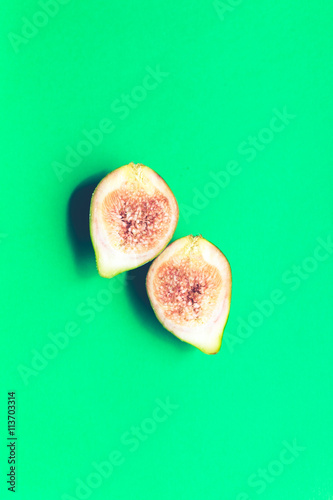 figs fruits on trendy background, minimal style, healthy summer