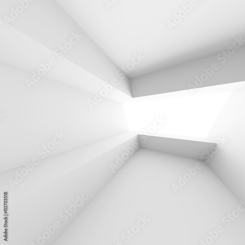 3d White Empty Room with Window. Modern Architecture Background. 